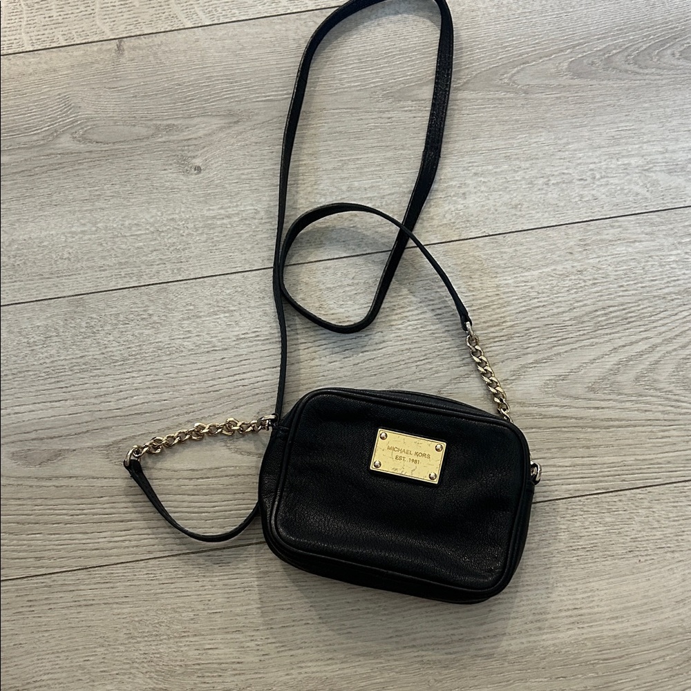 Michael Kors Black Crossbody Bag with Gold Chain